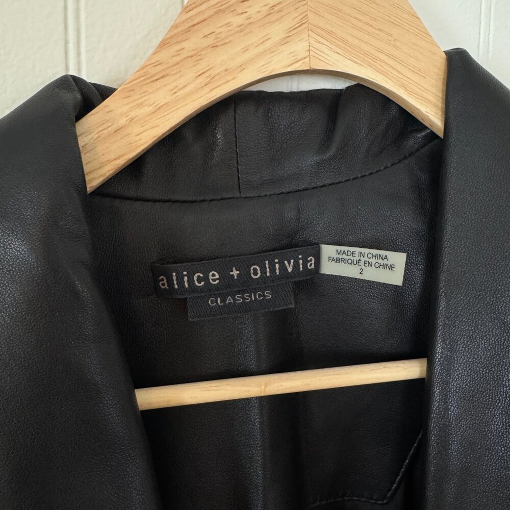 Alice + Olivia Leather Blazer Coat Size 2 Like New - Picture 2 of 3